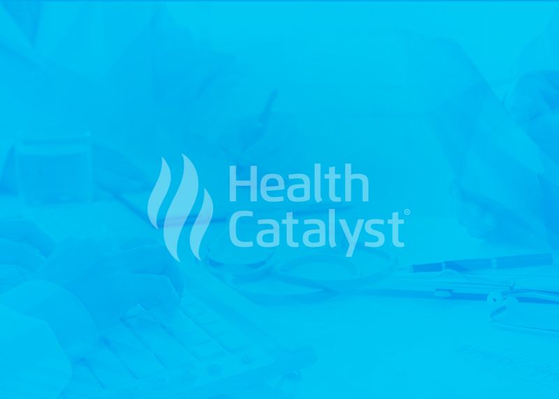 logo of health catalyst with a blue background